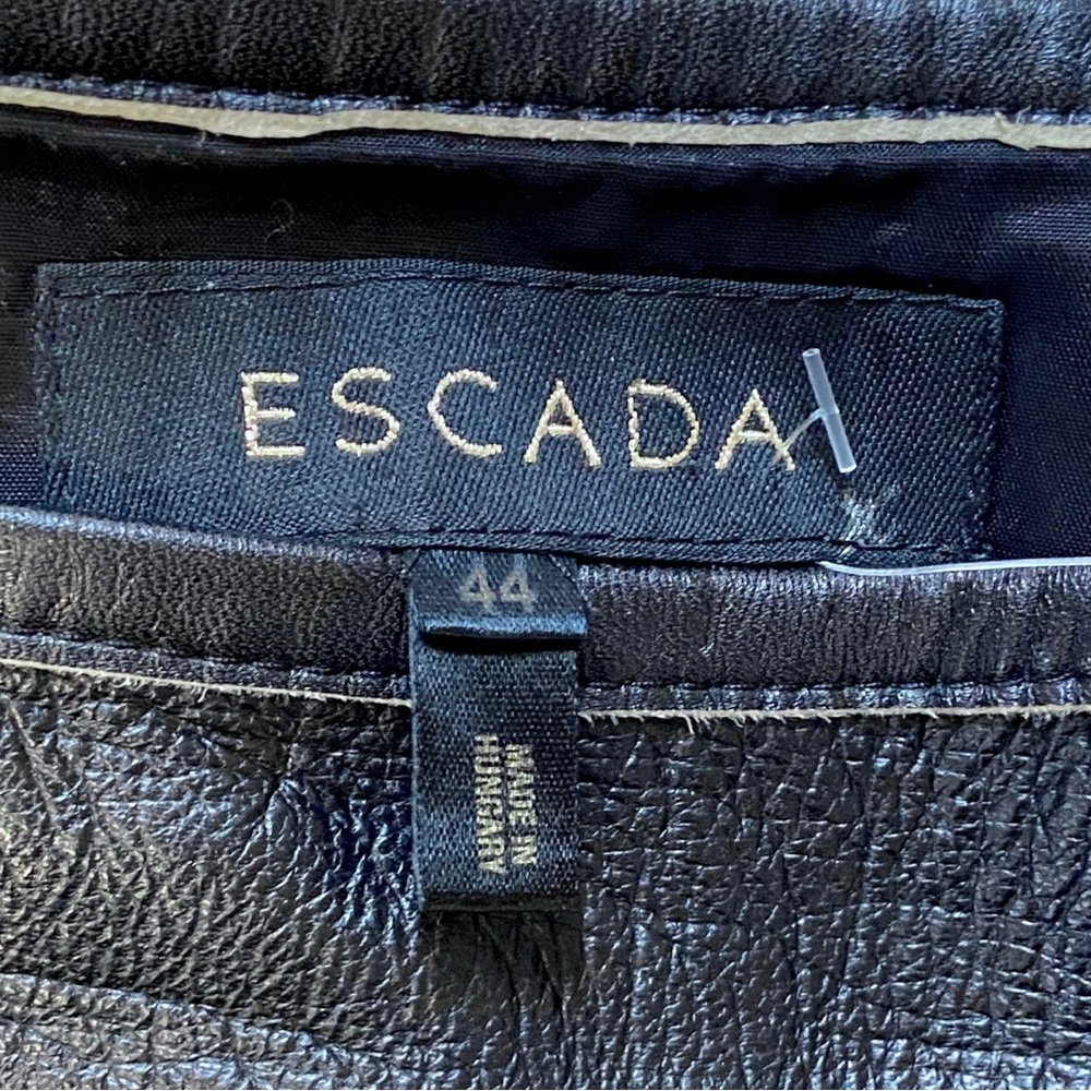 Escada women’s black leather pants 44 / 12 made in Italy - Picture 2 of 5